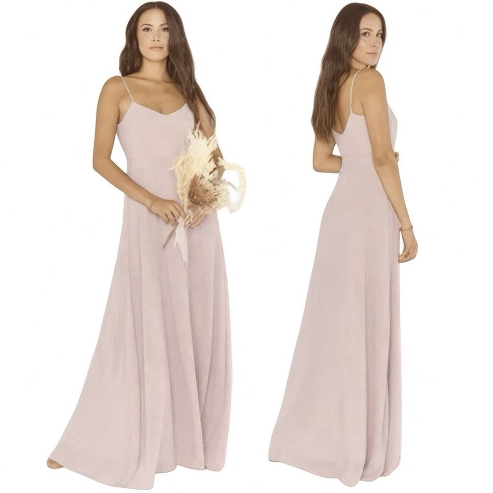 Show Me Your MuMu Faith Maxi Dress Size Large Neutral Mauve Chiffon Lined *FLAW*